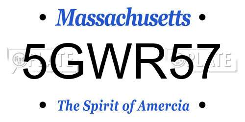 5GWR57 Massachusetts License Plate