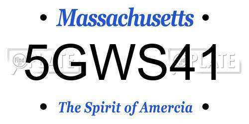 5GWS41 Massachusetts License Plate