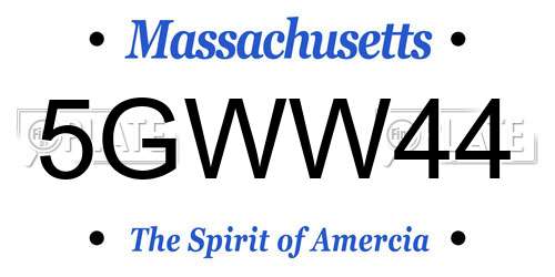 5GWW44 Massachusetts License Plate