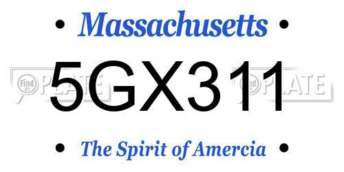 5GX311 Massachusetts License Plate