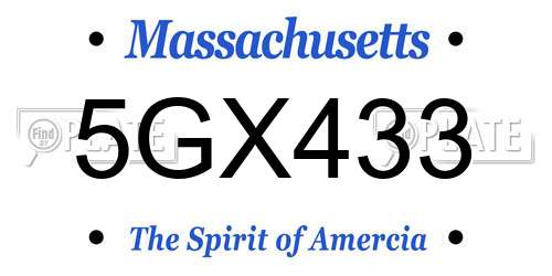 5GX433 Massachusetts License Plate