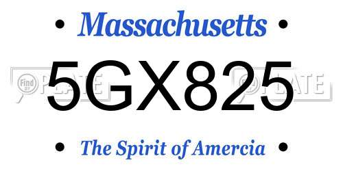5GX825 Massachusetts License Plate