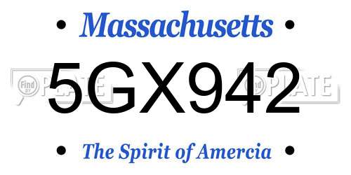 5GX942 Massachusetts License Plate