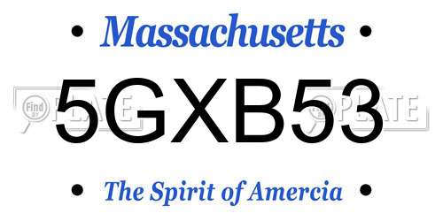 5GXB53 Massachusetts License Plate