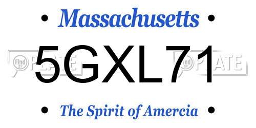 5GXL71 Massachusetts License Plate