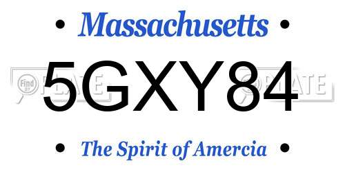 5GXY84 Massachusetts License Plate