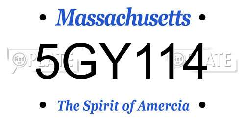 5GY114 Massachusetts License Plate