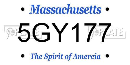 5GY177 Massachusetts License Plate
