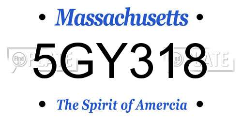 5GY318 Massachusetts License Plate