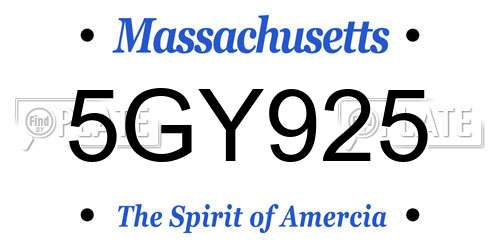 5GY925 Massachusetts License Plate