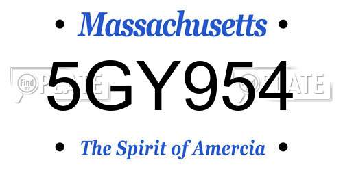 5GY954 Massachusetts License Plate