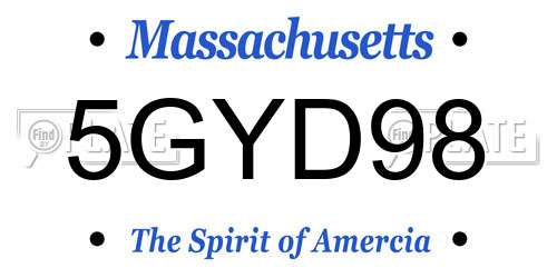 5GYD98 Massachusetts License Plate