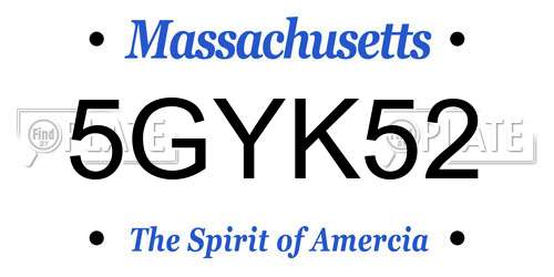 5GYK52 Massachusetts License Plate