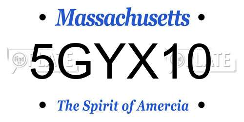 5GYX10 Massachusetts License Plate