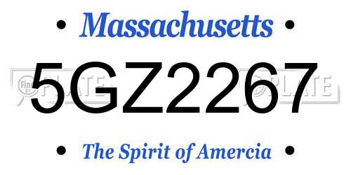 5GZ2267 Massachusetts License Plate