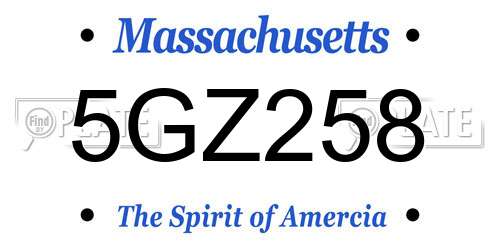5GZ258 Massachusetts License Plate