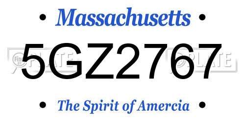 5GZ2767 Massachusetts License Plate
