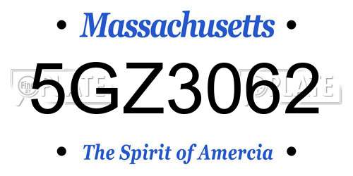 5GZ3062 Massachusetts License Plate