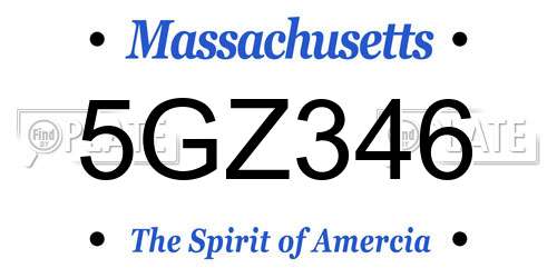5GZ346 Massachusetts License Plate