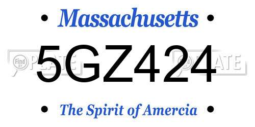 5GZ424 Massachusetts License Plate