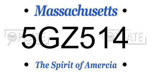 5GZ514 Massachusetts License Plate