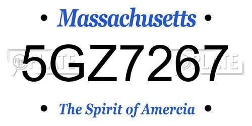 5GZ7267 Massachusetts License Plate