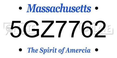 5GZ7762 Massachusetts License Plate