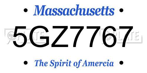 5GZ7767 Massachusetts License Plate
