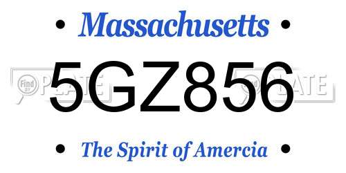 5GZ856 Massachusetts License Plate