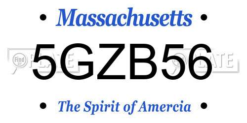 5GZB56 Massachusetts License Plate