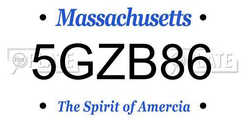 5GZB86 Massachusetts License Plate