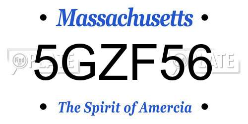 5GZF56 Massachusetts License Plate