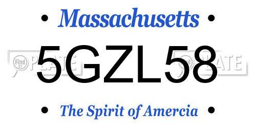 5GZL58 Massachusetts License Plate