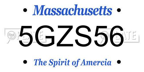 5GZS56 Massachusetts License Plate
