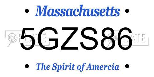 5GZS86 Massachusetts License Plate