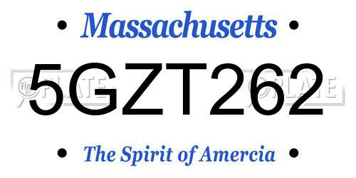 5GZT262 Massachusetts License Plate