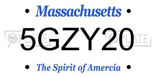 5GZY20 Massachusetts License Plate