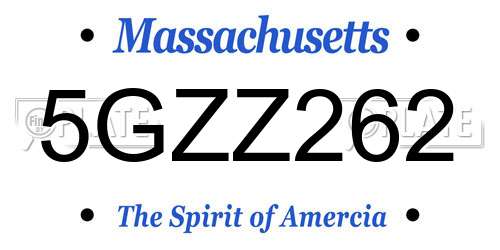 5GZZ262 Massachusetts License Plate
