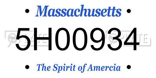 5H00934 Massachusetts License Plate