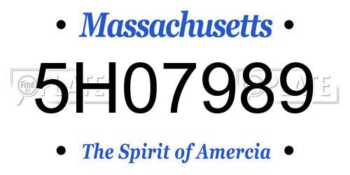 5H07989 Massachusetts License Plate
