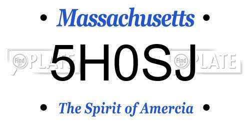 5H0SJ Massachusetts License Plate