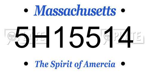 5H15514 Massachusetts License Plate