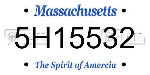 5H15532 Massachusetts License Plate