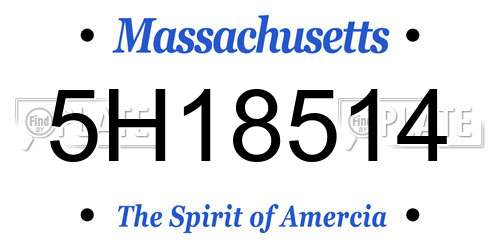 5H18514 Massachusetts License Plate