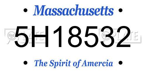5H18532 Massachusetts License Plate