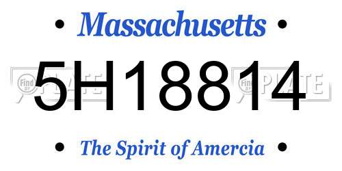 5H18814 Massachusetts License Plate
