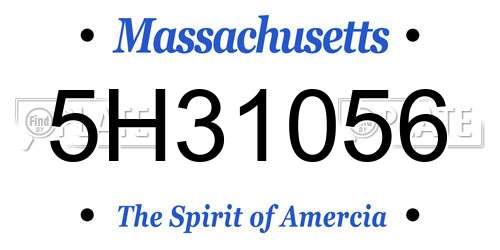 5H31056 Massachusetts License Plate