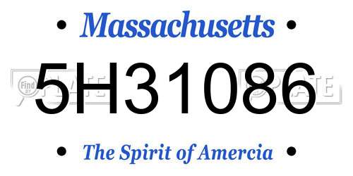 5H31086 Massachusetts License Plate