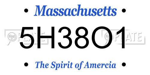 5H38O1 Massachusetts License Plate