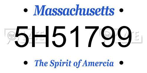 5H51799 Massachusetts License Plate